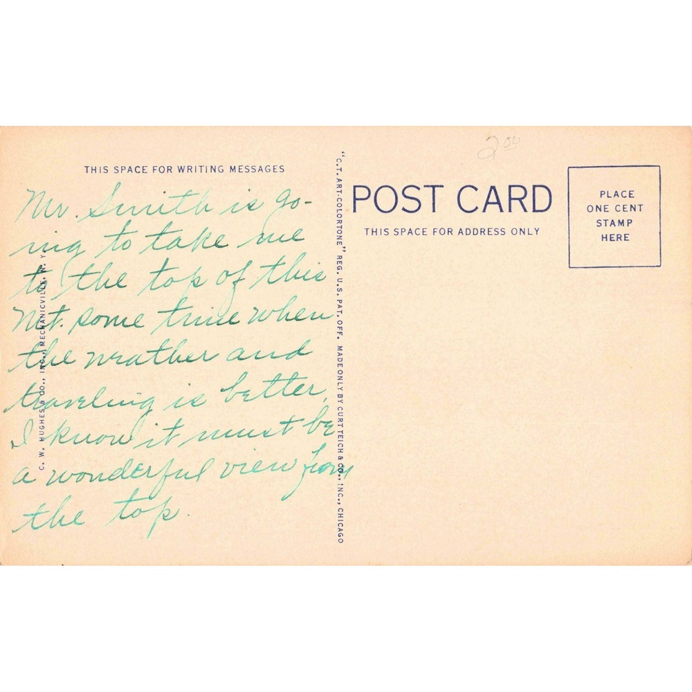 Vtg Mount Greylock Massachusetts Linen Postcard State War Memorial Beacon 11P - Picture 2 of 2